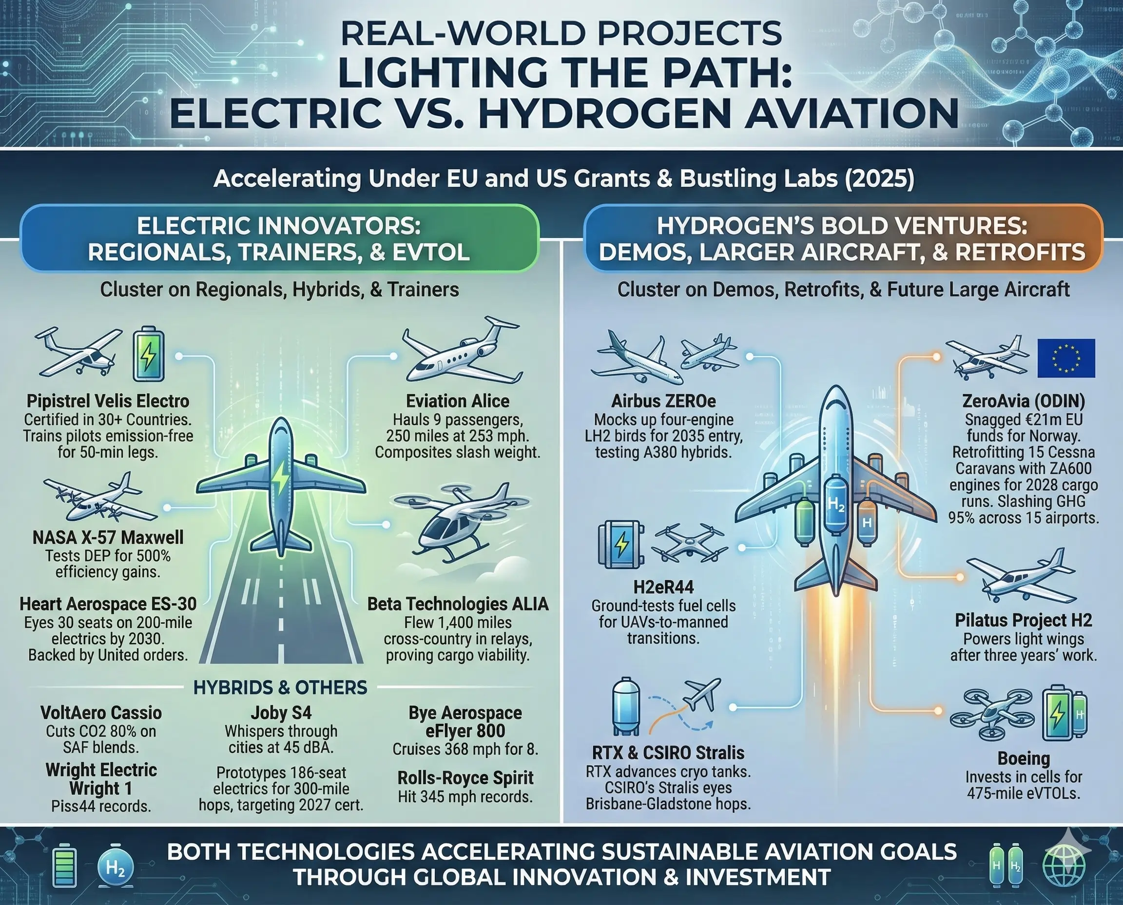 Real-World Projects in Electric Aircraft and Hydrogen Aircraft