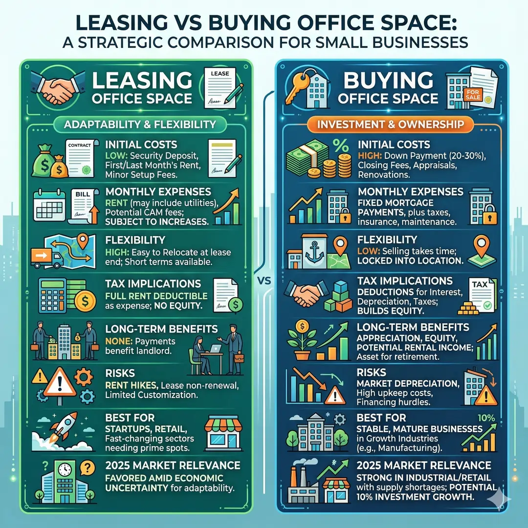 A Strategic Comparison of Leasing vs. Buying Office Space For a Small Business