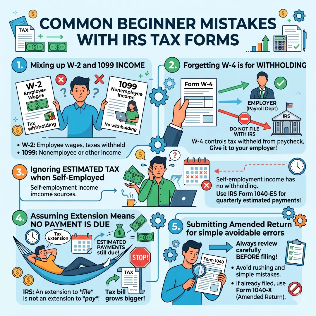 Common Beginner Mistakes With IRS Tax Forms