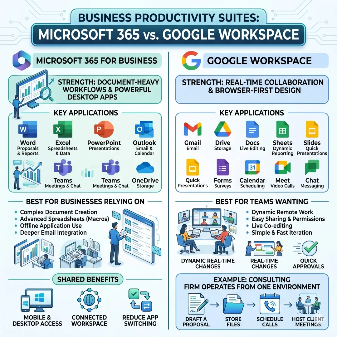 Productivity Suites for Email, Docs, Calendar, and Storage