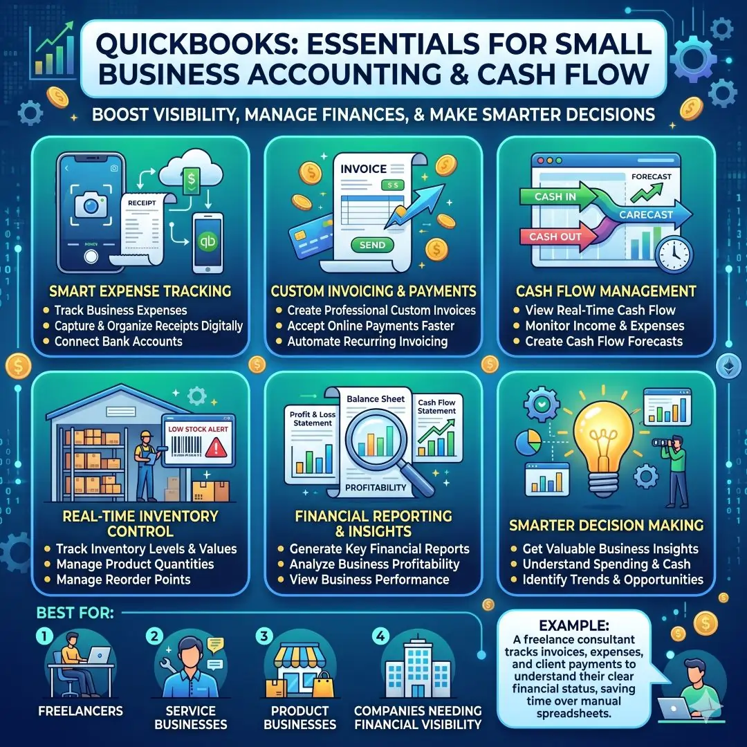 QuickBooks for accounting and cash flow control