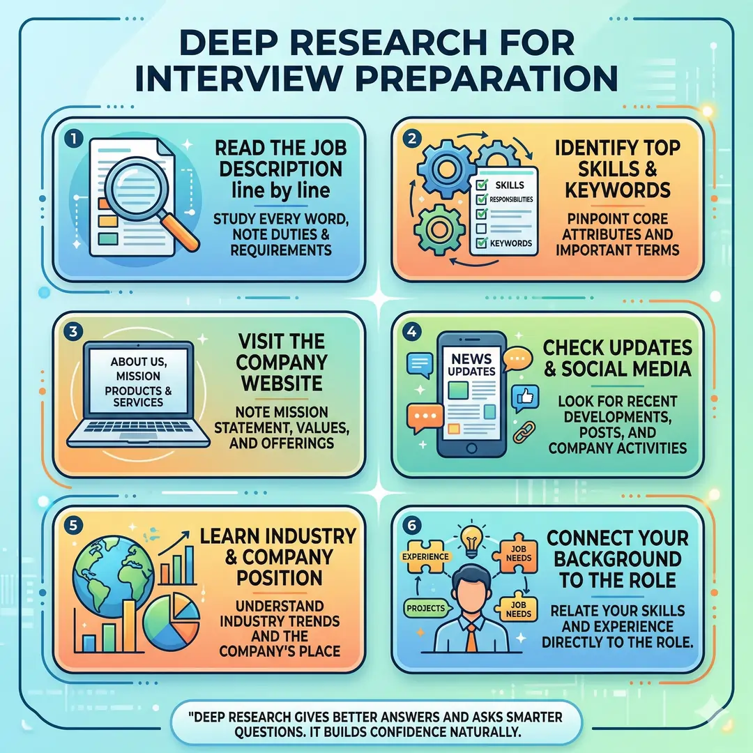 Research the Company, Role, and Industry Thoroughly Research the Company, Role, and Industry Thoroughly