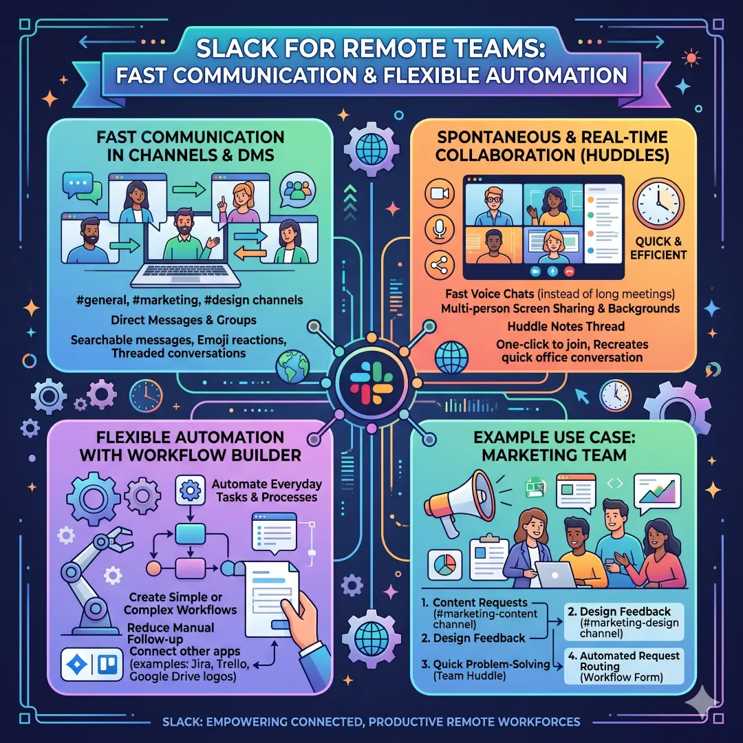 Slack for fast communication and flexible automation