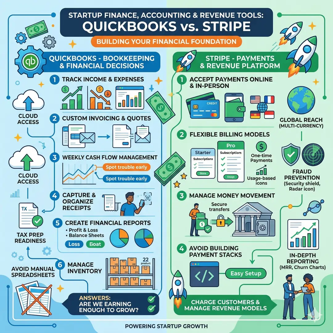 Startup finance, accounting, and revenue tools