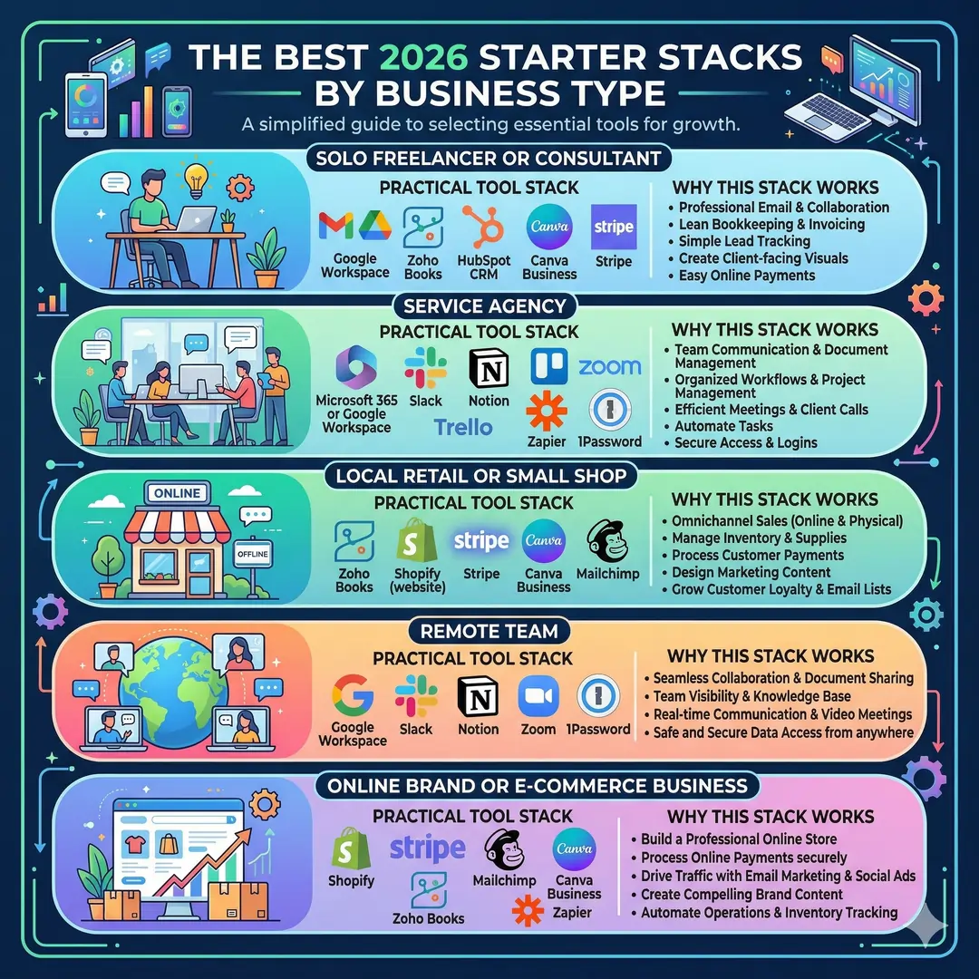 The best 2026 starter stack by business type