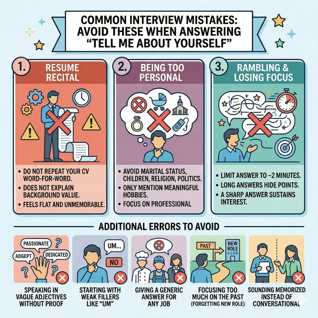 The biggest mistakes to avoid when answering “Tell me about yourself”