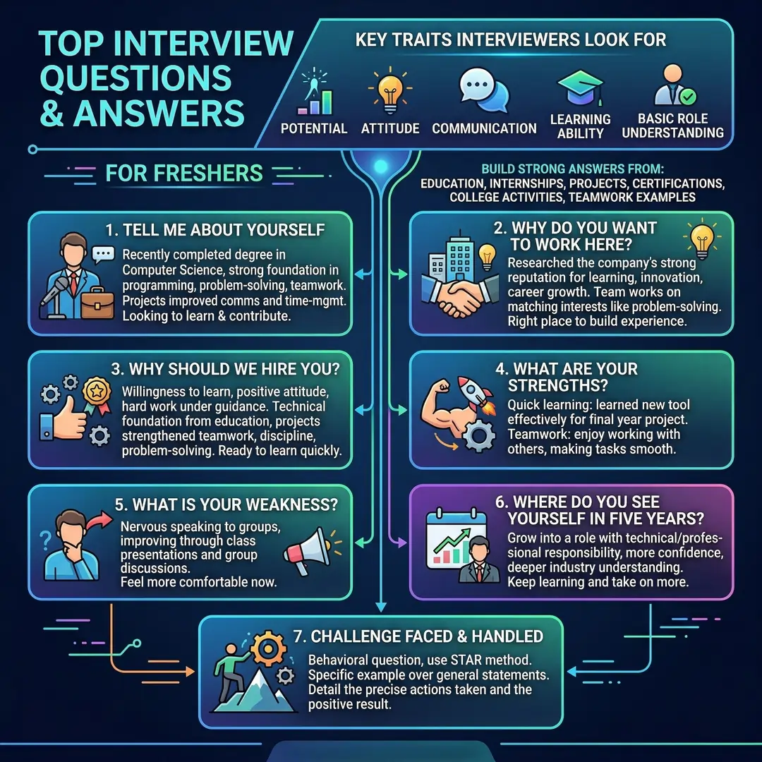 Top interview questions and answers for freshers