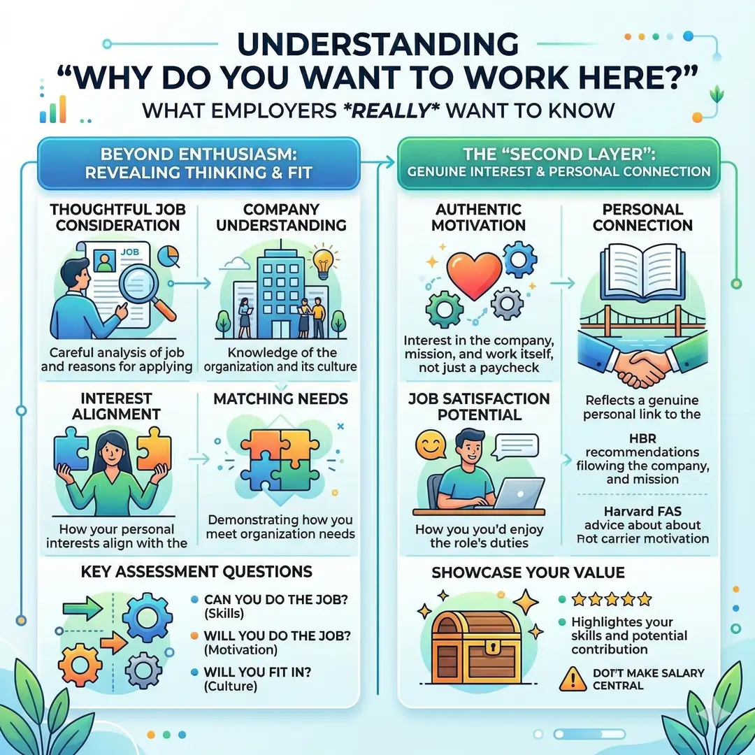 Why employers ask this question:  Why Do You Want This Job?  