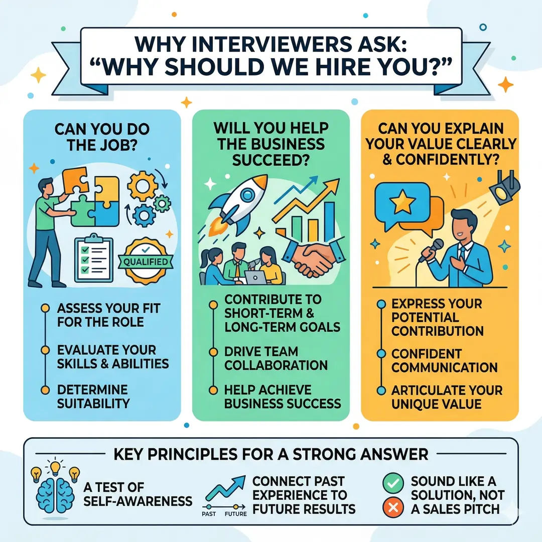 Why Interviewers Ask “Why Should We Hire You” Why Interviewers Ask “Why Should We Hire You”