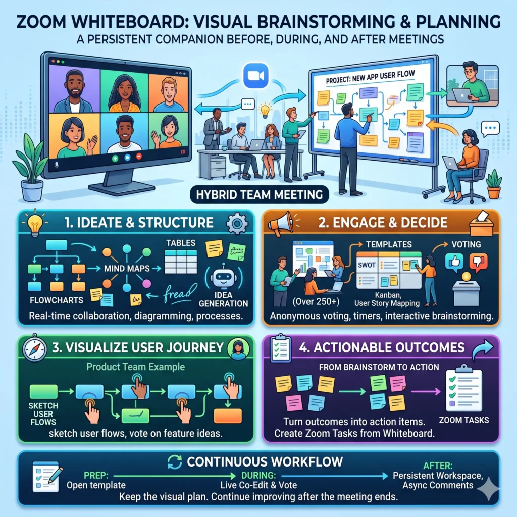 Zoom Whiteboard for visual brainstorming and planning